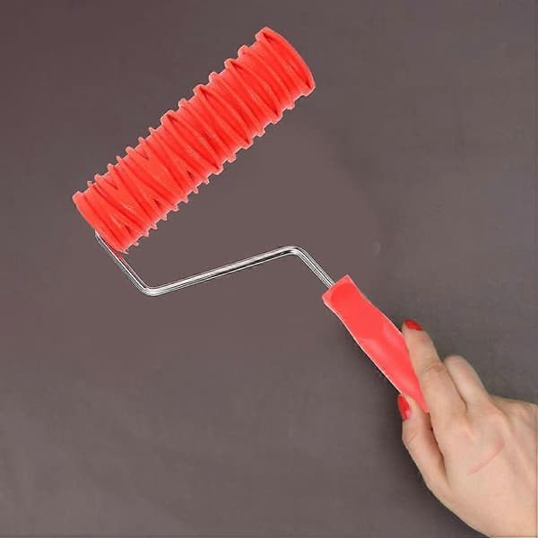 2 st Texturerad Gummi Roller Gips Textur Roller Mönstrad Målarroller Målarroller Väggdekor[D] Red 13.00X13.00X4.00CM