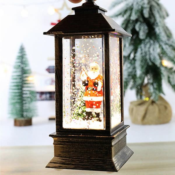 Juletre Snøkule Lykt Scene Ornament Dekor Jule LED Lys Opp[D]