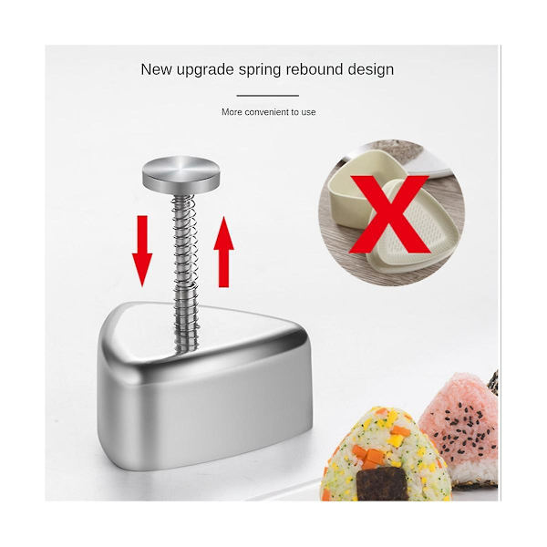 Onigiri-form, Rustfritt Stål Risballform Sushimaker, Klassisk Trekant Musubi-form Lunsj Bento [kk] Silver