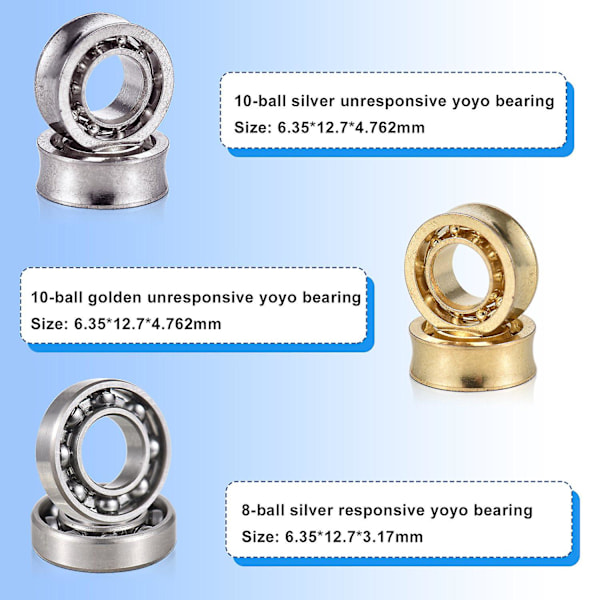 Yoyo-lagerpakke med 4 stk. 10-kules unresponsive yoyo-lager og 2 stk. 8-kules responsive yoyo-lager