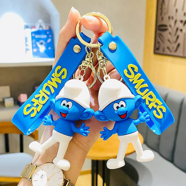 Sööt Smurffi Nukke Avaimenperä Piirretty Laukku Ripustus Auton Avaimenperä [kk]
