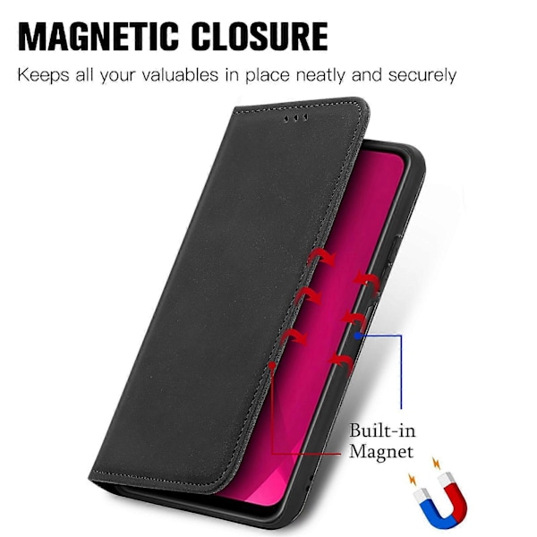 For HMD Skyline Case Skin Touch Feeling Læder Kort Holder Telefon Cover Magnetisk Absorption Black