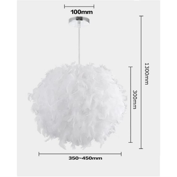Fjærlysestake E27, 30 cm Personlig Lys Luksus Stue Varmt Lys Romantisk Soverom Badminton Ball Belysning 40W Hvit