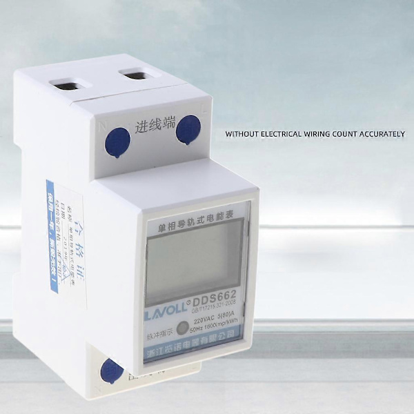 230V 50Hz LCD Digital Display Enfas Strömförbrukning Energimätare Vit[D]