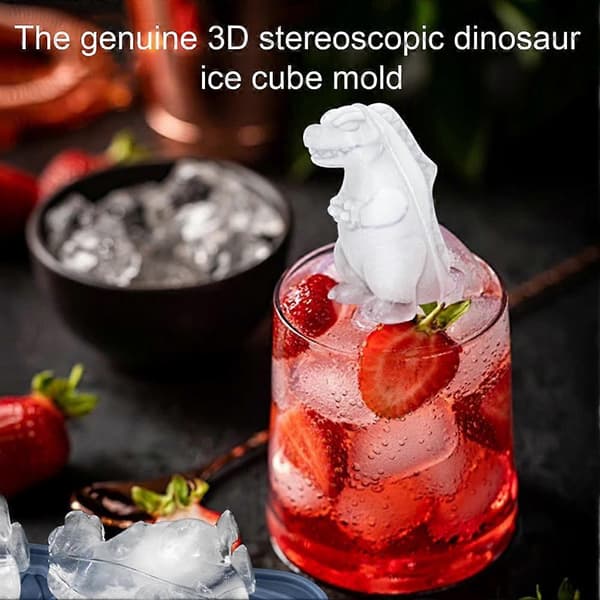 Isbitsform 3D Dinosaurieform Isbitsform med lock Whisky Cocktails Sprit Kaffe Återanvändbar Silikonform (D) Green