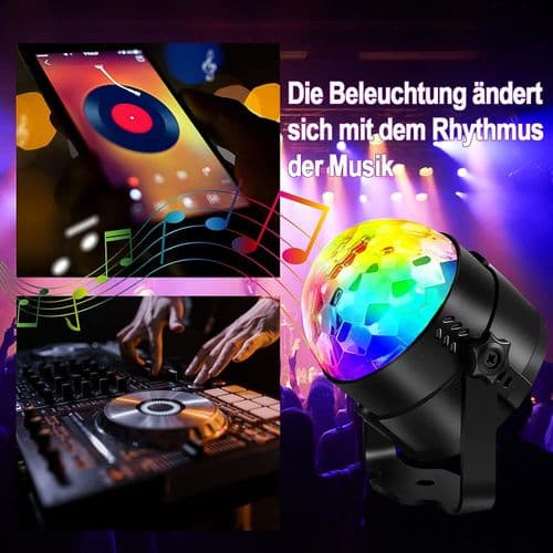 Diskokule Diskolys LED Disko DJ Lampe 3W RGB Scenelys