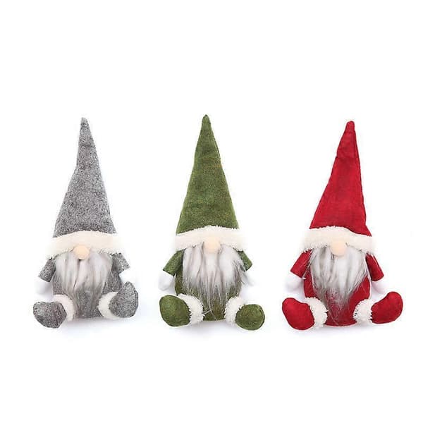 3-pack Juldekorationer Tomte ansiktslösa dockor fönsterdisplay Julmaterial[D]