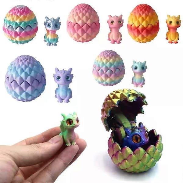 Söt Mini 3D-utskrift Drakägg Leksaksset Kreativ Simulering Drakägg Modell Påsk Heminredning (D) C