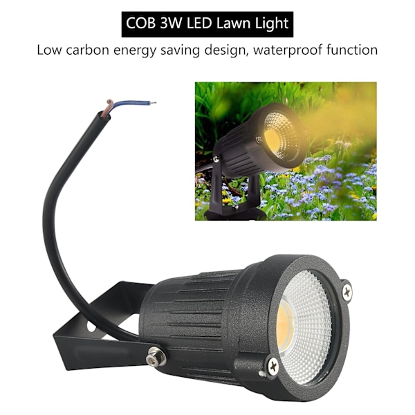 COB 3W 12V LED Hagebelysning Vanntett LED Hagehagebelysning Utendørs (uten stolper, varm farge)