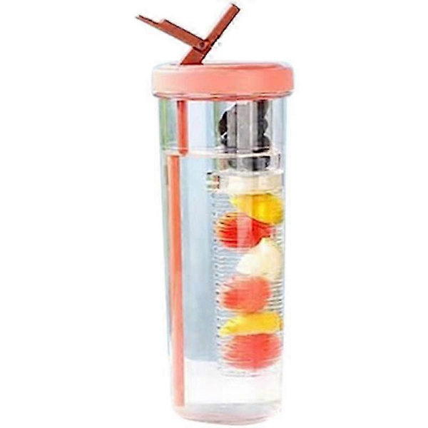 Foldbar Vandkop med Sugerør, Frugt Infuser Vandkop med Sugerør, Genanvendelige Vandflasker, Moderne Vandkop Orange[D]