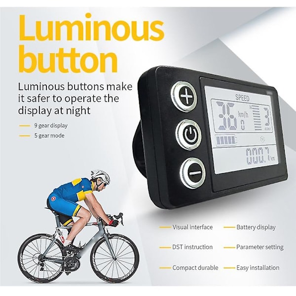 24V 36V 48V 60V Vattentät LCD-display S866 styrenhetspanel instrumentbräda Elcykeldisplay för Elsparkcykel (5-polig)