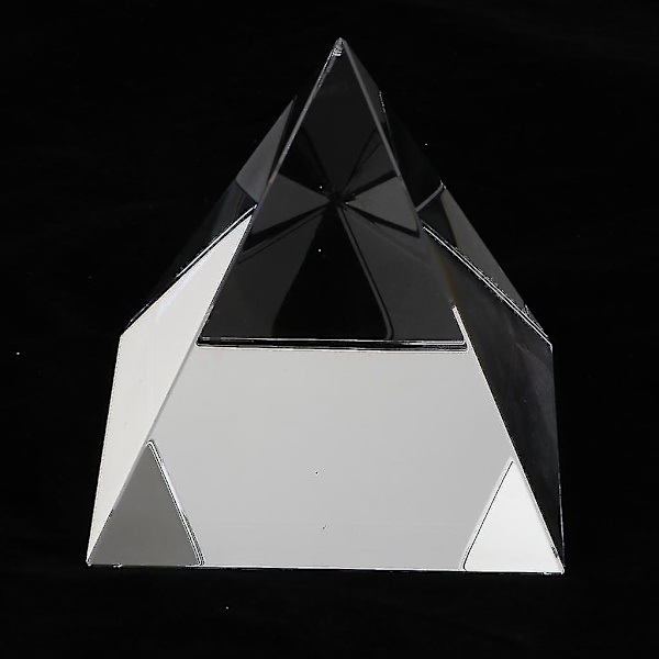 100mm Klar Kristallglas Pyramid Prisma Hantverk Staty Heminredning Pappersvikt