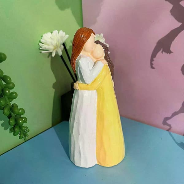 Mor och Dotter Figurer, Uttrycker Kärleksrelationer Mellan Dotter, Skulpterad Handmålad Figur Gåva[D]