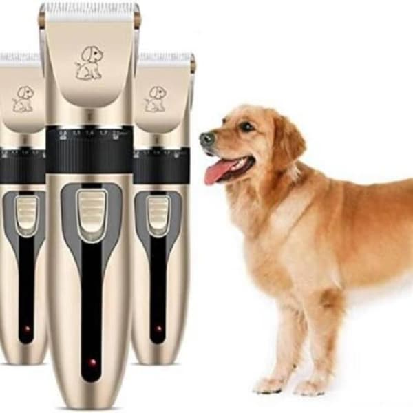 Hunde- og katteklippere, 4 utskiftbare kammer, 5 hastigheter, oppladbart batteri, stillegående drift (D)