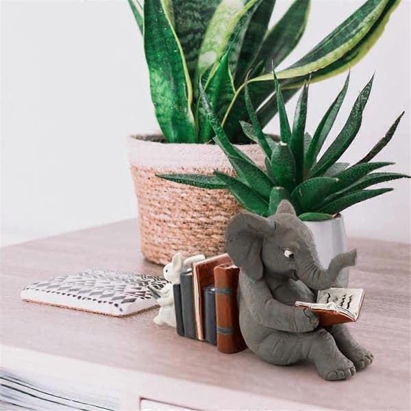 Elefant Djur Läser Studerar Staty Bokstöd Djur Staty Dekor Heminredning[D] As Shown