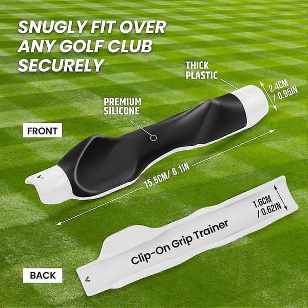 Clip-on Golf Grip Trainer, Golf Swing Training Aid for å forbedre riktig håndposisjonering[D] Black & white