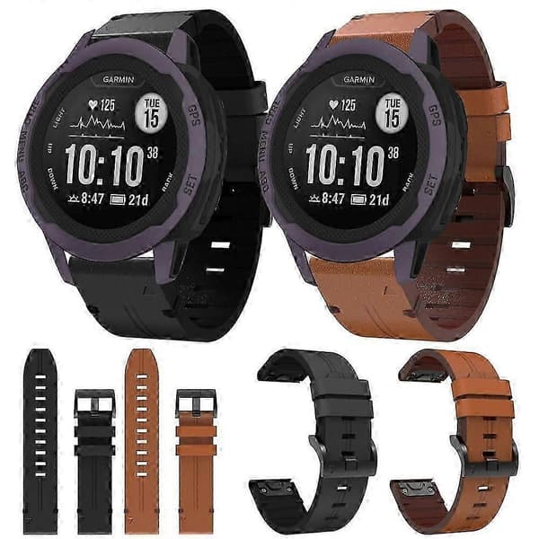 Til Garmin Instinct 2S 20mm Læder Stålspænde Urrem[D] Brown