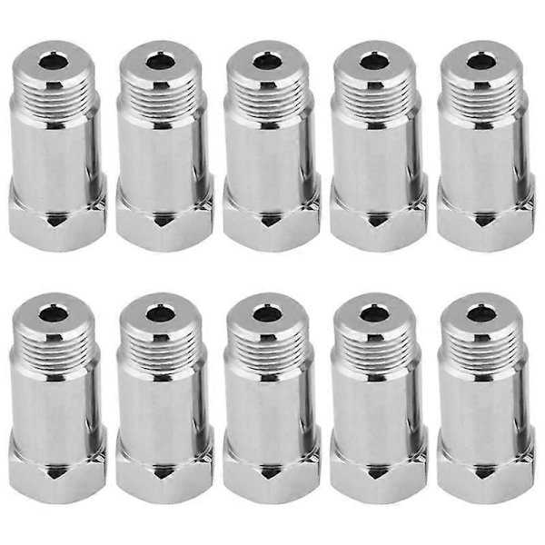 10 stk O2-sensor afstandsholder adapter forlænger forlængelse lige 45mm M18X1.5 forlænger afstandsholder C Silver