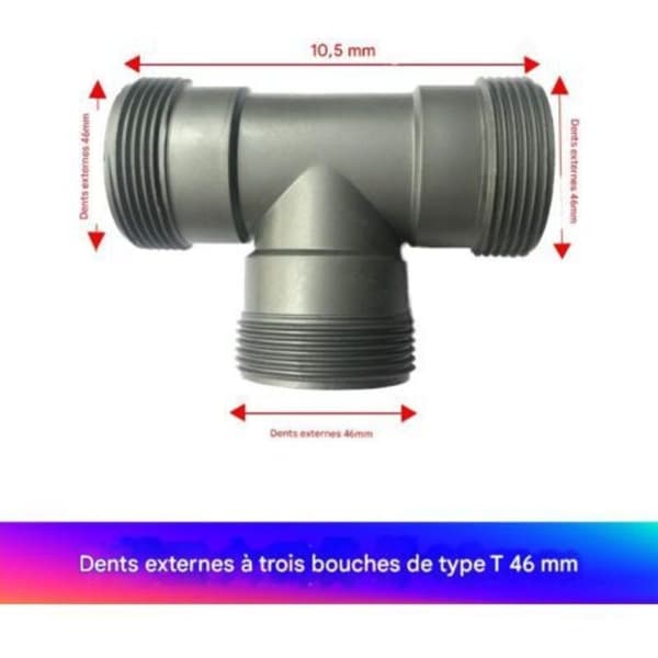 T-rör med utvändig gänga, tillverkat av polypropen - 46 mm (D)