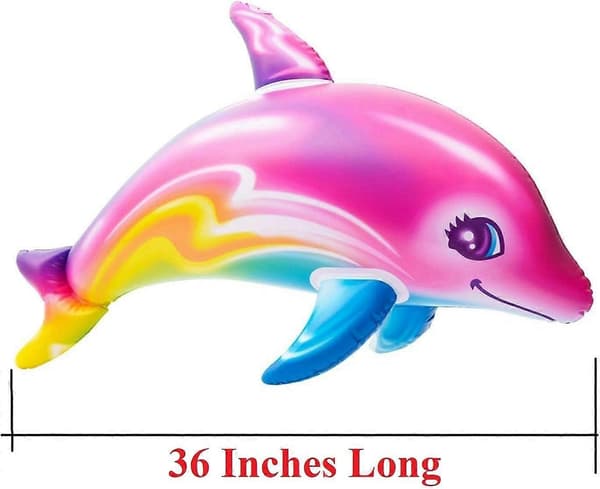 Stor 91 cm Pink Regnbue Delfin Oppustelig Pool Legetøj til Strand- og Poolfester [WSY]