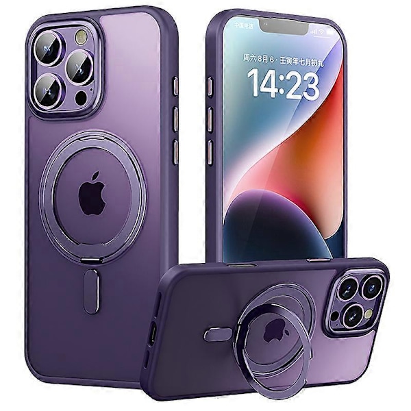 iPhone 16 Pro -kuori, yhteensopiva MagSafe-jalustan kanssa, hybridipuhelinkotelo [D] Purple