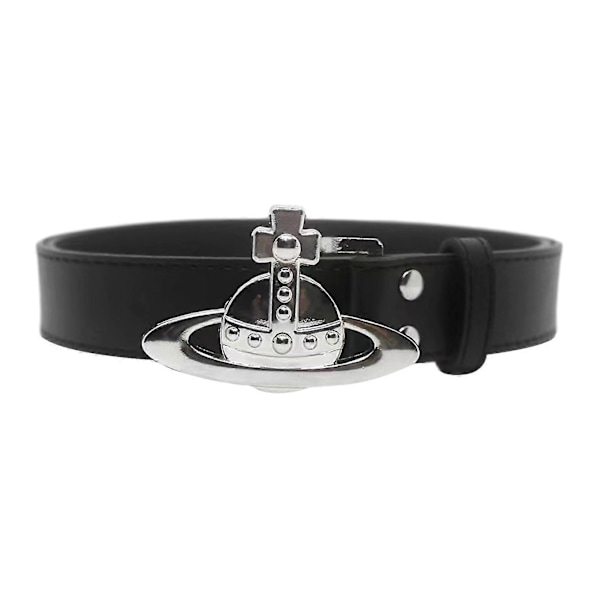 Legering Läder Saturnus Spänne Midjebälte Stilfull Justerbar Midjeband För Dejting[D] Black