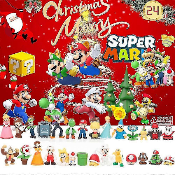 Super Mario Spiltema Cartoonfigurer 24 Dages Julekalender Juler overraskelse Blind Box Børn Børn Gave