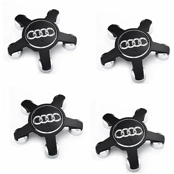Audi 4F0 601165 4 kpl pyörän napakapseleita 135mm Musta pyörän tunnus [D]