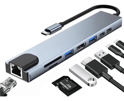 USB-C Hub med HDMI og Ethernet-port til PC