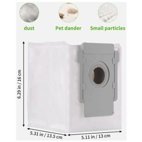 Pakke med 12 kompatible erstatningsposer til iRobot i7 i7+ / i7 Plus E5 E6 Gris 0.05