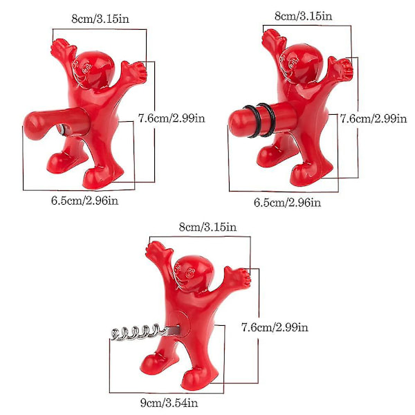 3 stk Flaskeåpnere, Øl Flaskeåpner Korktrekker Morsomme Vinpropper For Flasker Nyhet Gave