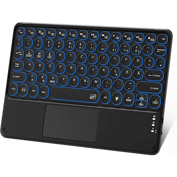Sunrain Bluetooth-tastatur med berøringsplate, oppladbar, bærbar, trådløst Bluetooth-tastatur for nettbrett