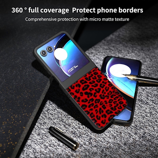 Telefondeksel for Motorola Razr 50 Red Leopard