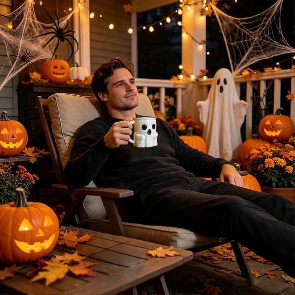 Halloween Spooky Ghost Ice Cream Coffee Mug for Cold Tea and Whiskey (D)