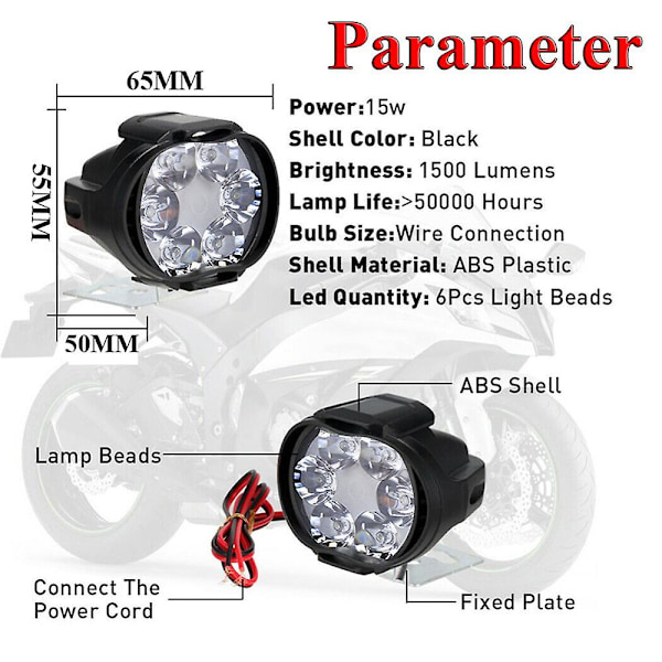 1 Par 6 LED-lampor Motorcykel Extrastrålkastare Spotlights Dimljus Fordon Extra Ljusstyrka Elbil Ljus 1 Pair 10W 6 LEDs