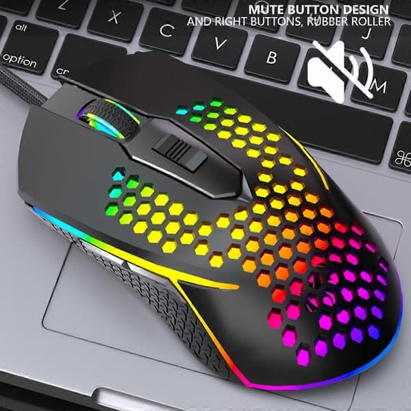 Gaming Mus, Kablet Ergonomisk Gaming Mus med 6 Programmerbare Knapper, til Windows PC Gamere (Pink)[D]