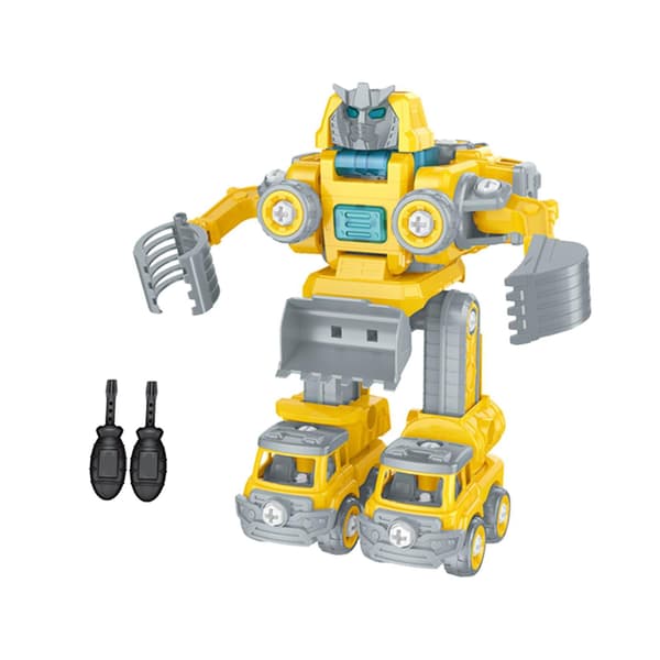 Monteringsrobotleker 5 i 1 Kjøretøysett for jenter og gutter Bursdagsgaver Gul[D]