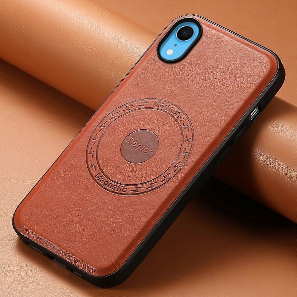 DENIOR iPhone XR -kotelo PU-nahkainen puhelimen takakuori, yhteensopiva MagSafe[D]:n kanssa Brown