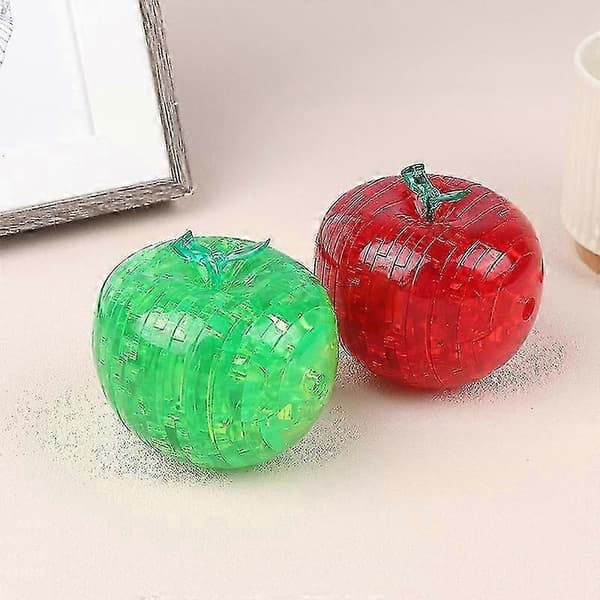 Kristalläpple Stereoskopisk 3d-pussel Spatialt Tänkande Belysning Montering Demontering Äpple. Julklapp[D] Green A2