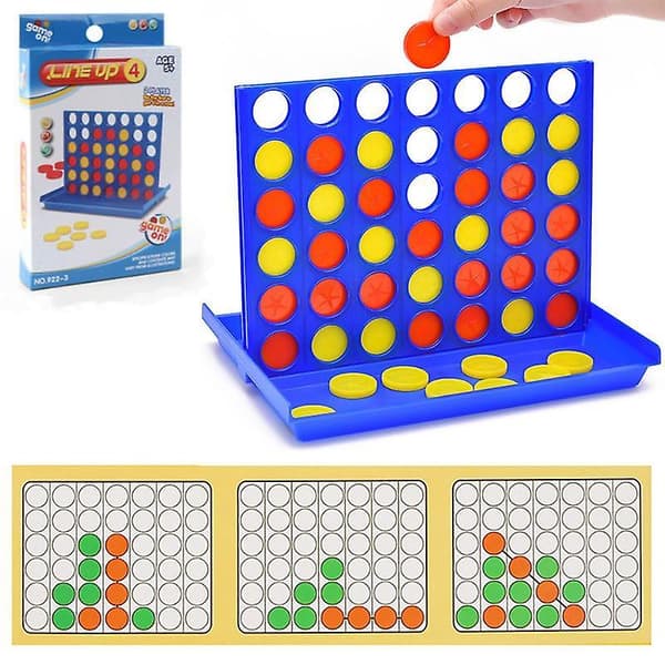 Foldbart 4 på stribe brætspil, børns pædagogiske legetøj, børn [D] Blue 1 pc