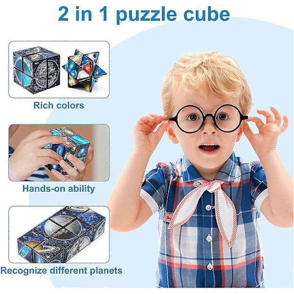 Star Cube Magic Cube 2 I 1 Set, Yoshimoto Cube Infinity Magic 3D Pussel Kuber, Hjärnutvecklingspusselspel För Barn Och Vuxna[D]