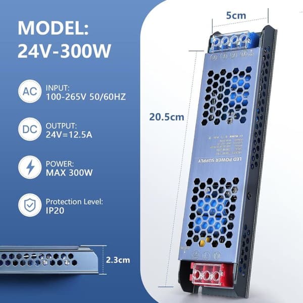 Strømtransformator til LED-strips, AC100-265V til DC12V, 100W 0.32 kg