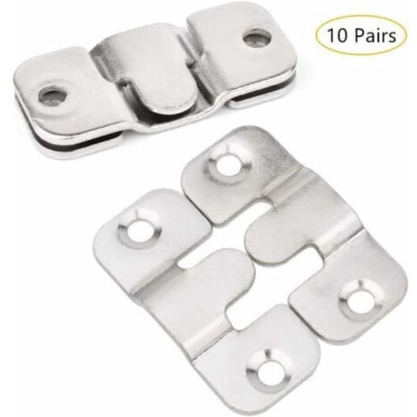 (10 par, S) Tavelkrok, möbelkoppling, infälld monteringsfäste, väggmonterad solid metall bildhängare för fixering Argenté 0.05