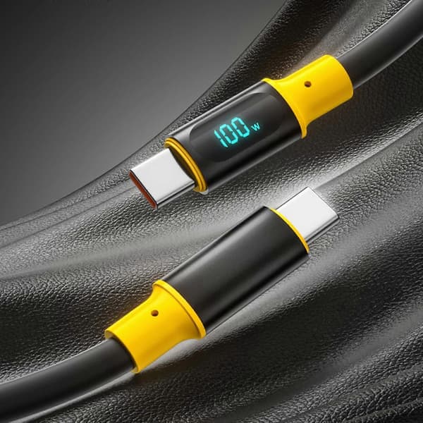 Snabb PD100W Strömkabel Digital Display USB till USB C Laddningskabel Stödjer Laddning och 480Mbps Datasynkronisering[D] silver