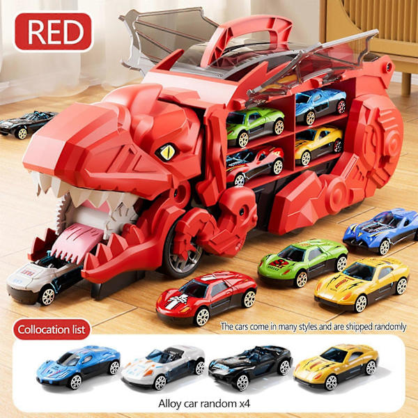 Dinosaur Lastbil Leksaker För Barn Transformerar Med Racetrack Set Ultimate City Dinosaur Hauler Med 4 Bilar Födelsedagspresenter Leksaker För Pojkar 3 4 5 6 7 8 År Gamla