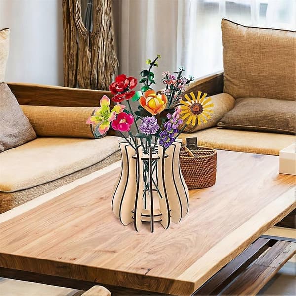 DIY sammenlåsende byggeklosser vase Tre Sikker Solid Moro Studieromsdekor[D] Black