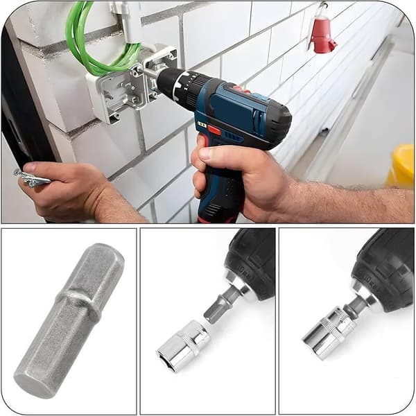 Sett med 4 1/4\" sekskantbitadaptere til 1/4\" firkantdriftadapterforlengelse for 25 mm dyp pipe 100 g