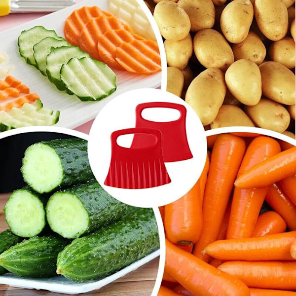 Buet grønnsakskutter, bølget grønnsakskutter, pommes frites-kutter, multifunksjonell potetkutter, 2-blads hakker Noir Élastomère