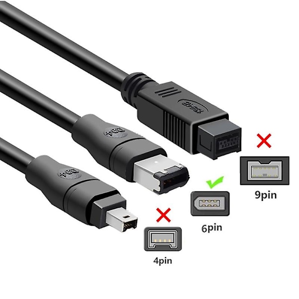 Firewire 1394 6-nastainen uros - USB 2.0 uros -kaapeli 3m