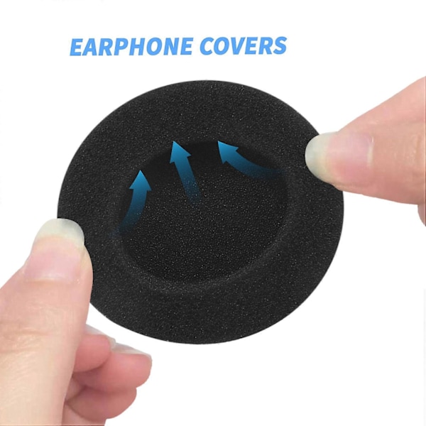 4 Par 55mm Erstatningsøreputer for Hodetelefoner Black